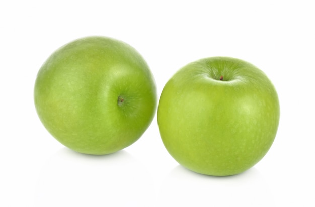 Green apple on white background