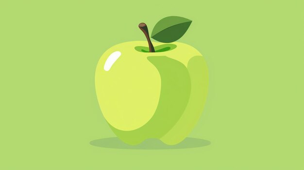 Photo a green apple with a leaf on top isolated on a green background