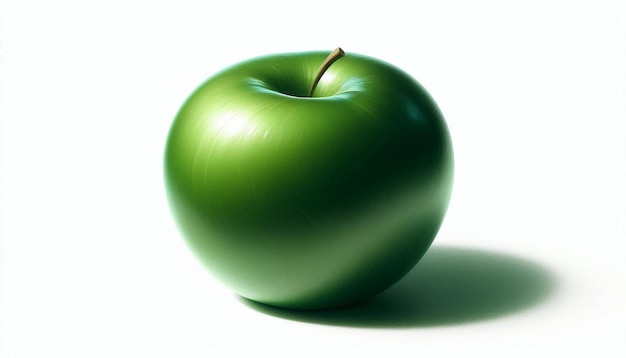 a green apple with a shadow on it