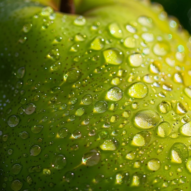 Photo a green apple with water drops on it and a green apple