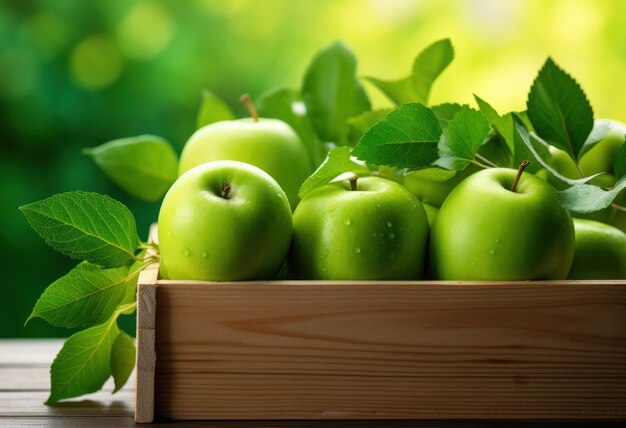 Green apples background Illustration AI GenerativexA