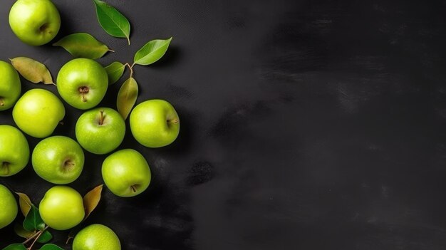 Photo green apples on a black background