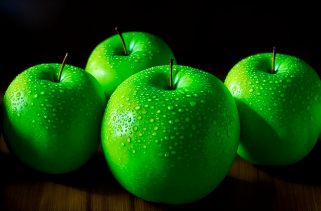 Green apples Harvest of ripe delicious fruits Generative AI