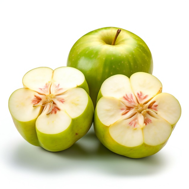 Green apples isolated on white background Full depth of field