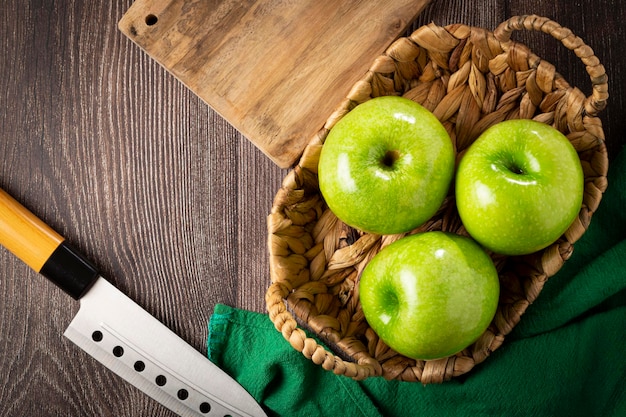 Green apples on the table