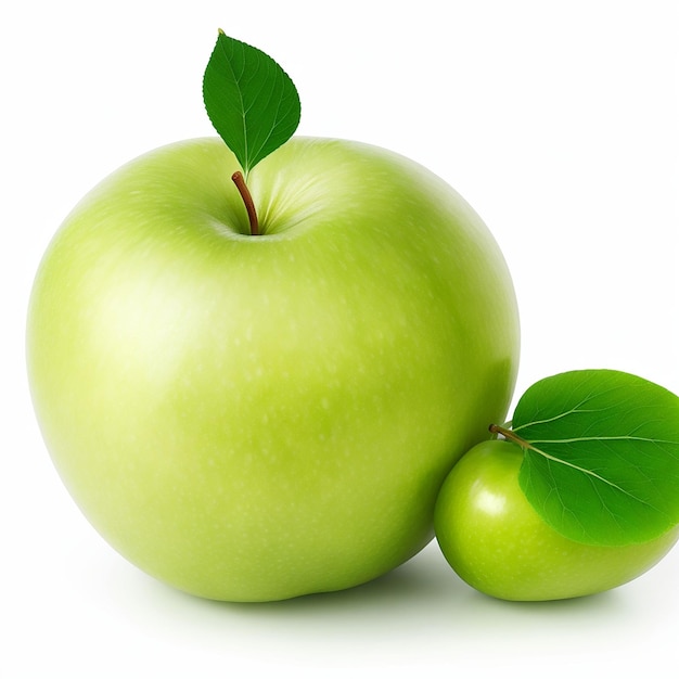 Green apples on white background