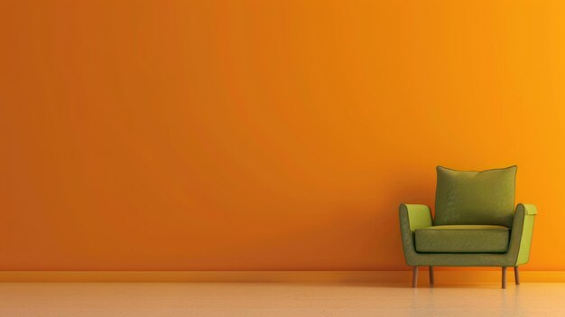 Photo green armchair against an orange wall