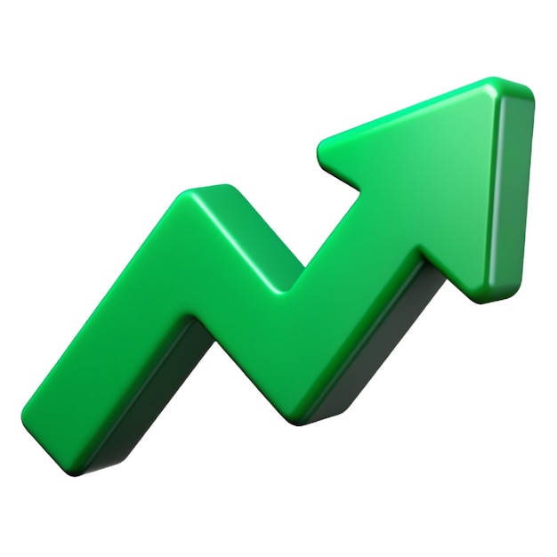 a green arrow pointing up with a green arrow pointing up increase 3D icon