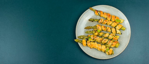 Green asparagus baked in dough snack