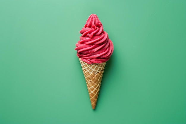 Green Background Red Ice Cream Cone