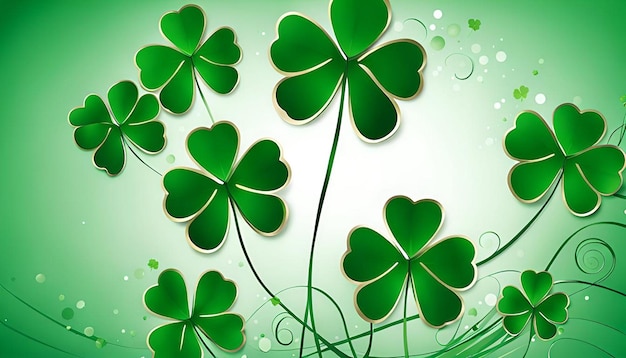 Green background st patricks day clover shamrock background design best quality hyper