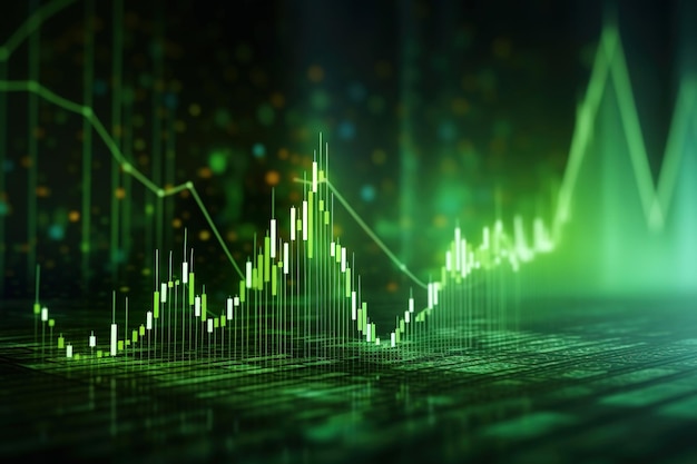 Green background of stock and trading diagrams generative ai