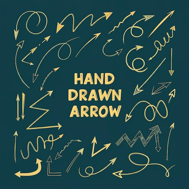 a green background with arrows and arrows that say hand drawing