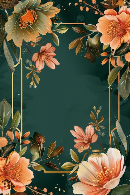 Green Background With Flowers and Leaves