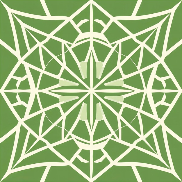 a green background with a geometric pattern that has a white star on it