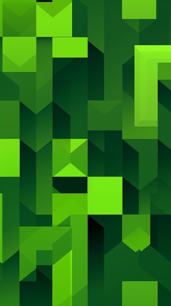 a green background with geometric shapes and squares