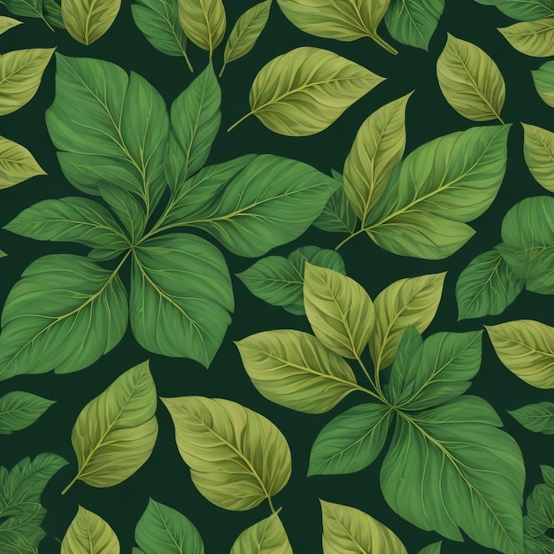 a green background with leaves patter