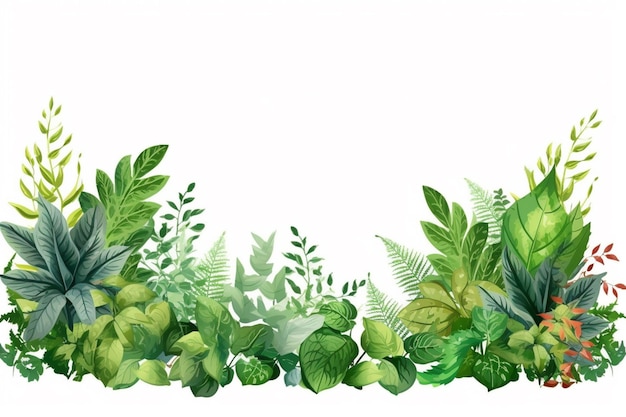 A green background with leaves and plants