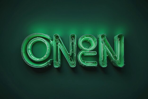 Photo a green background with lights that say the word on it