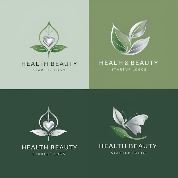 Photo a green background with a logo for healthy beauty