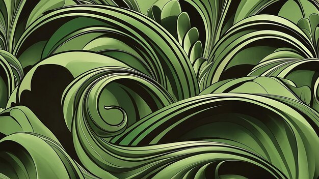 Photo a green background with a pattern of green and white waves