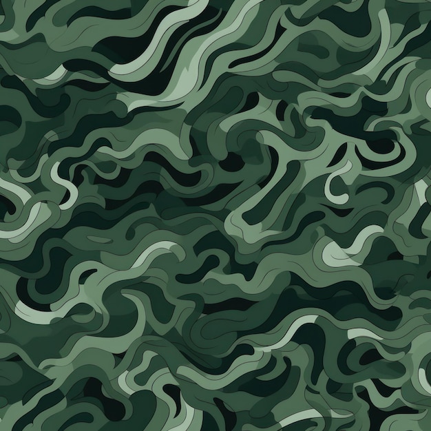 Green background with a pattern of wavy lines.