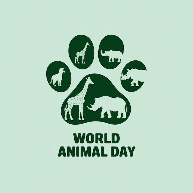 A green background with a picture of a world day animal day