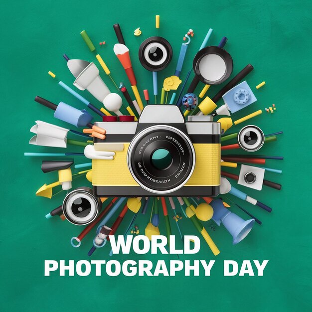 a green background with a picture of world photography day