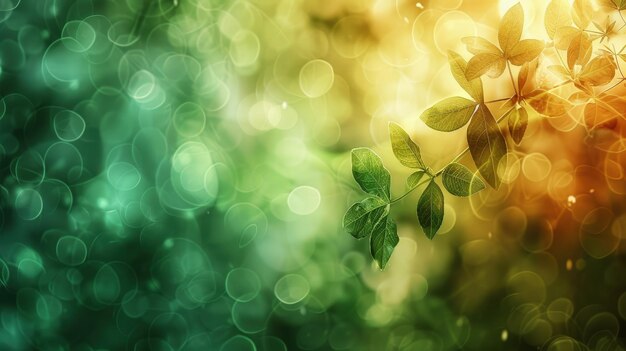 Photo a green background with a plant and the sun shining through it