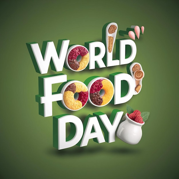 a green background with a text world food day written in white