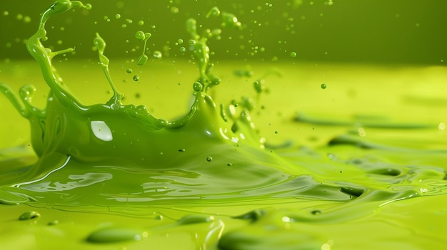 Green background with water drops liquid slime