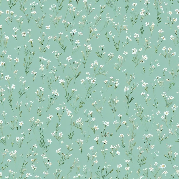 a green background with white daisies on a green background