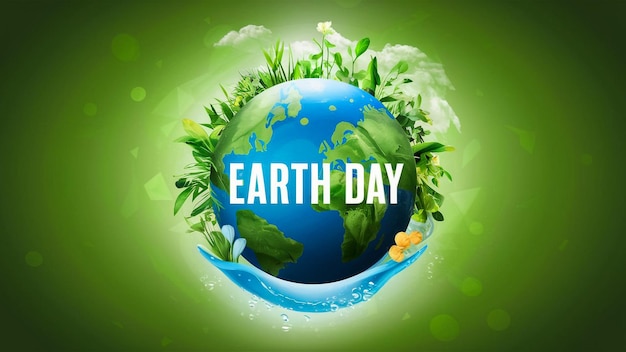 a green background with the words earth day on it