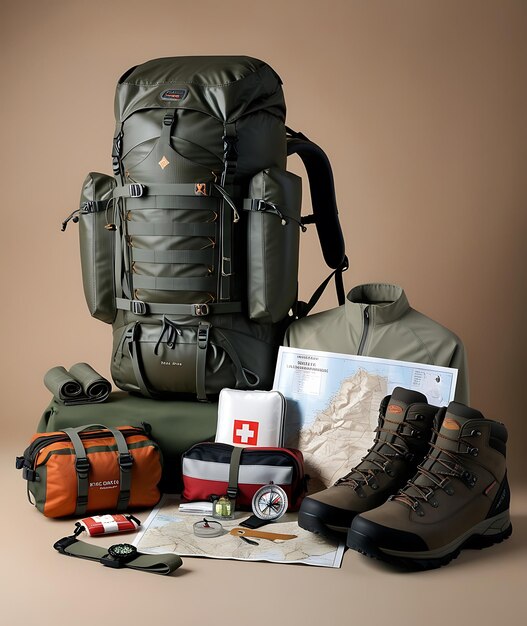 Photo a green backpack with a red cross on the front and the word quot cross quot on the bottom