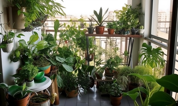 Green balcony plant decor