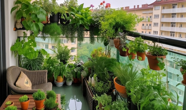 Green balcony plant decor