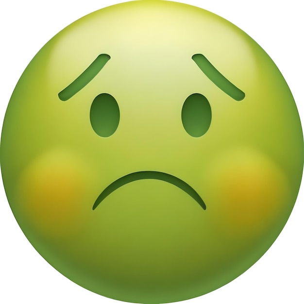 Photo a green ball with a sad face on it