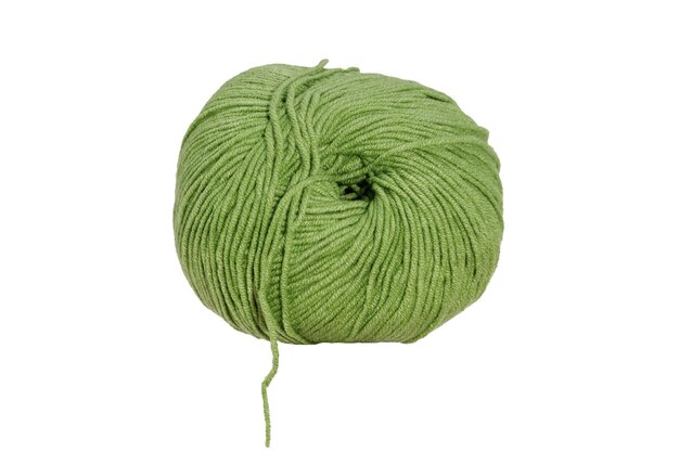 Green ball of wool isolated on white background. High quality photo