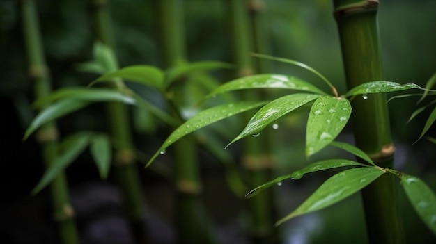 Photo green bamboo in the forest generative ai illustrator