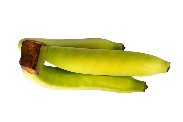 Green banana isolated on white background