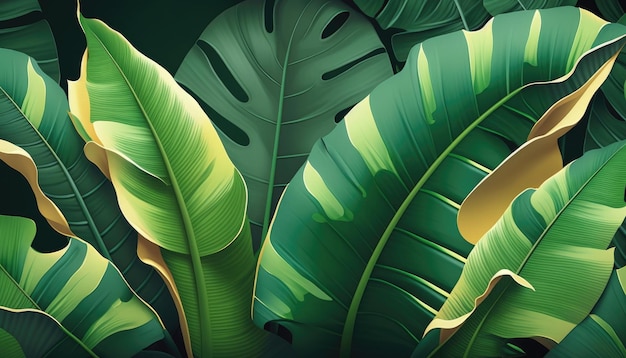 Green banana leaf background vector illustration