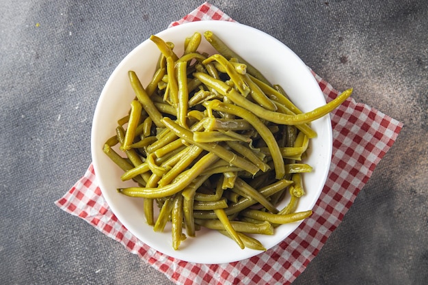 green bean canned boiled beans fresh healthy meal food snack diet on the table copy space food