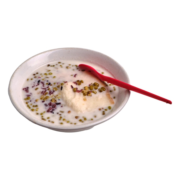 Green bean porridge on an isolated white background