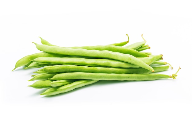 Green beans handful isolated on white background cutout