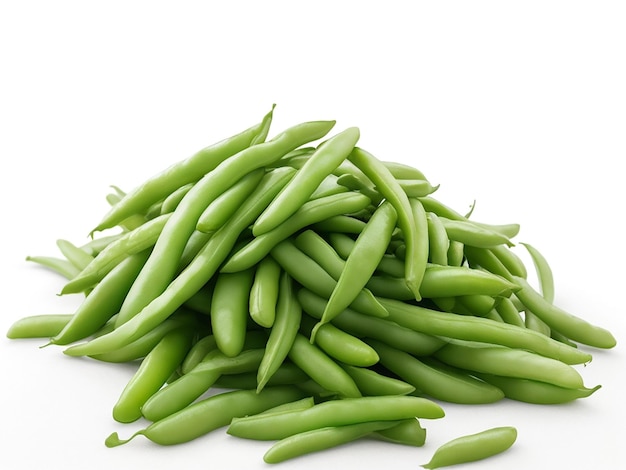 Green beans On Plain White style Background