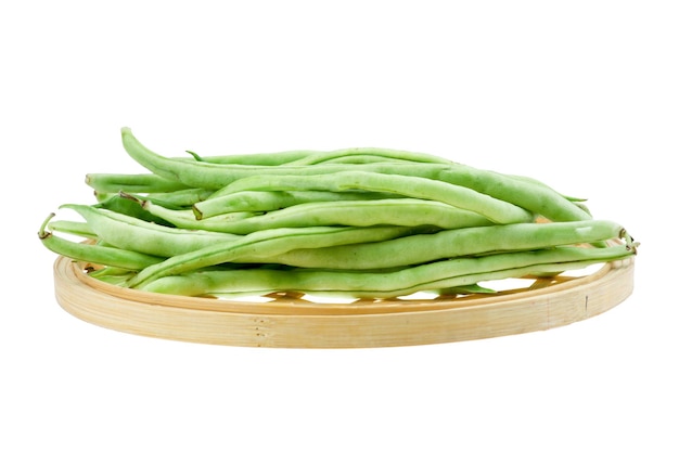 Green beans on white background