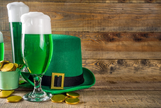 Green beer glasses for St Patrick's day party