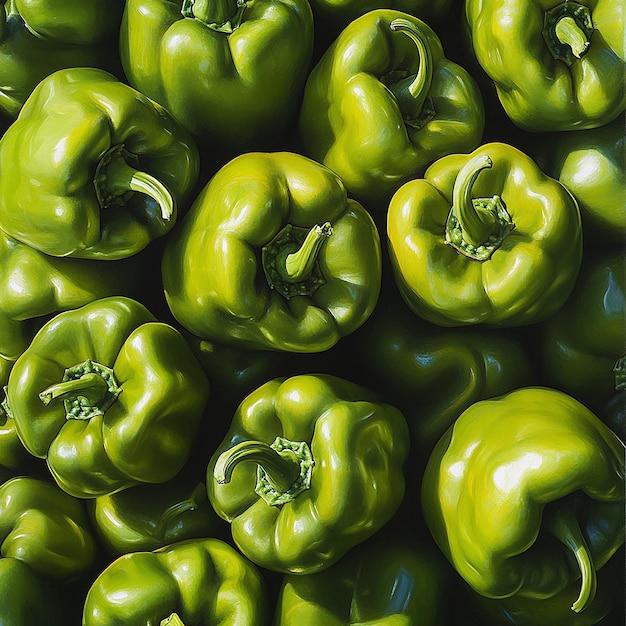 Photo a green bell pepper is displayed in a market