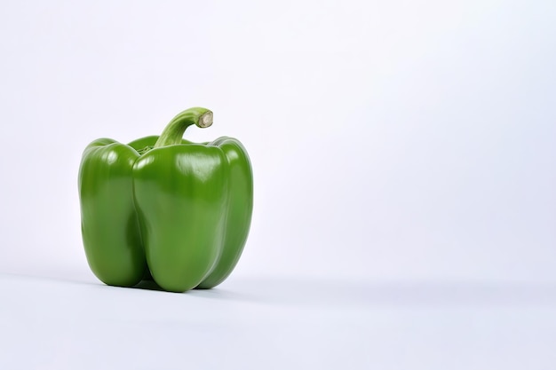 green bell pepper isolated on white background with copy space