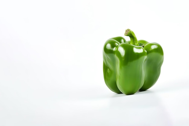 green bell pepper isolated on white background with copy space